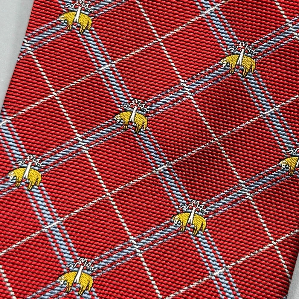 Brooks Brothers Makers Tie Mens Red Golden Fleece Geometric Silk Classic Necktie